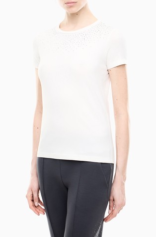 Slim-fit t-shirt Precious in cotton jersey with rhinestones