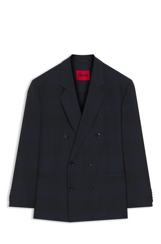 Modern-fit blazer in checked virgin wool
