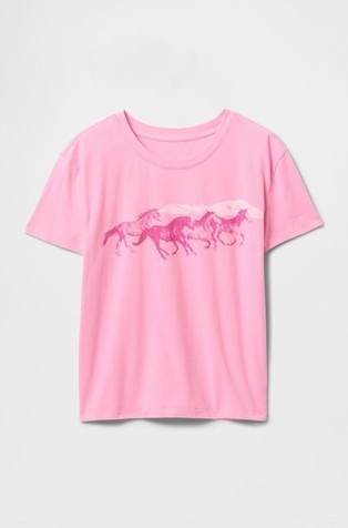 GAP Majica s kratkimi rokavi in potiskom za deklice Roza - Parisian Pink 2