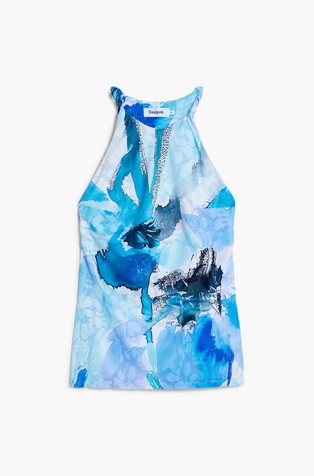 DESIGUAL Patterned tank top Blue / White 7