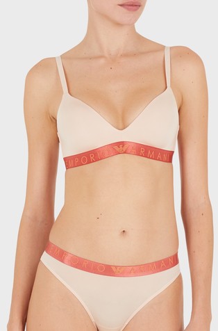 ASV iconic logo band organic-cotton padded bralette | EMPORIO ARMANI Woman