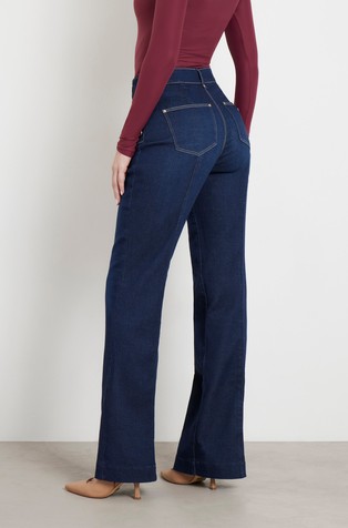GUESS Zvončaste jeans hlače z dekorativnimi gumbi Modra - Blue 2