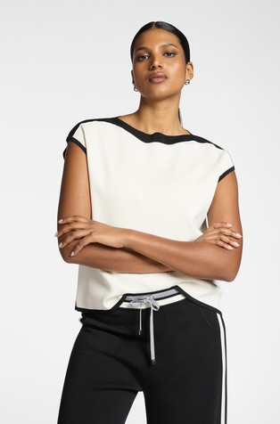 Two-tone viscose-blend T-shirt