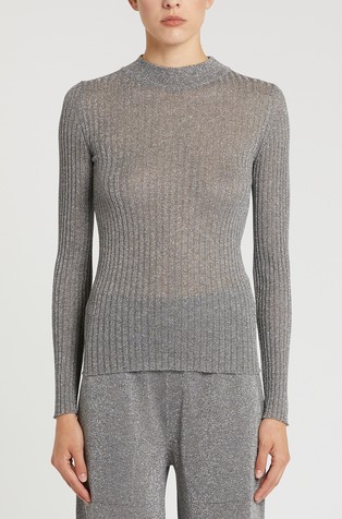 Lurex-embellished rib-knit sweater