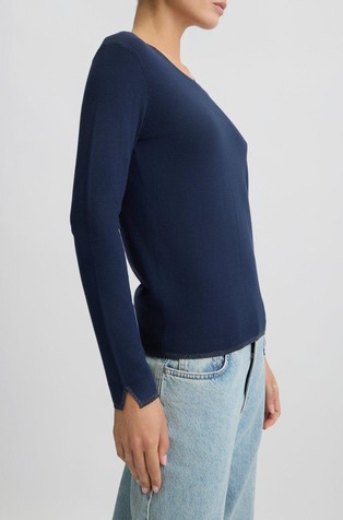 LIU JO Viscose blend jumper with Lurex® details Dark Blue 2