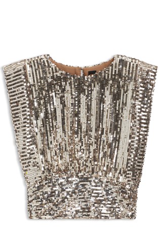 Top z bleščicami in podloženimi rameni