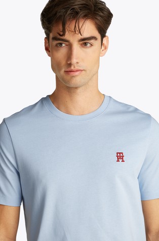TOMMY HILFIGER Majica s kratkimi rokavi in kontrastnim TH monogramom Modra - Light Blue 4