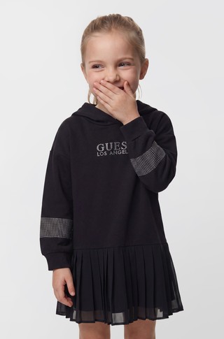 Hooded Dress With Plissè Skirt