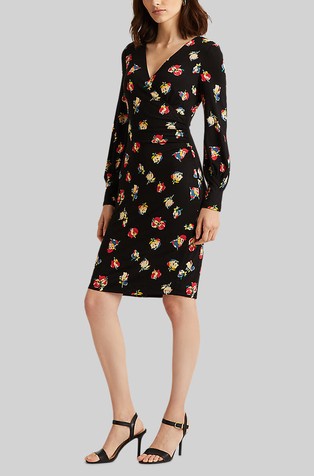 LAUREN RALPH LAUREN Floral Surplice Jersey Dress Emporium
