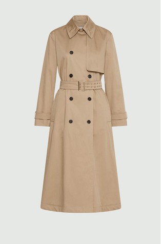 Water-repellent stretch cotton satin trench coat