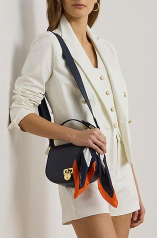 RALPH LAUREN Scarf-trim Leather Tanner Crossbody bag Refined Navy 6