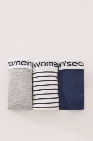 Pack of 3 cotton thongs with mixed prints and logo