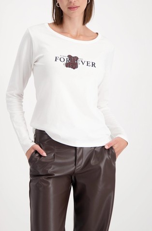 Bombažna majica z dolgimi rokavi in potiskom