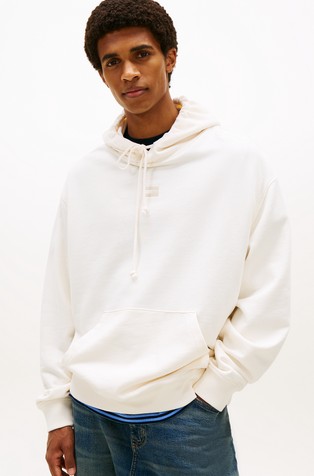 Relaxed fit pulover s kapuco in vezenino zastave na hrbtu