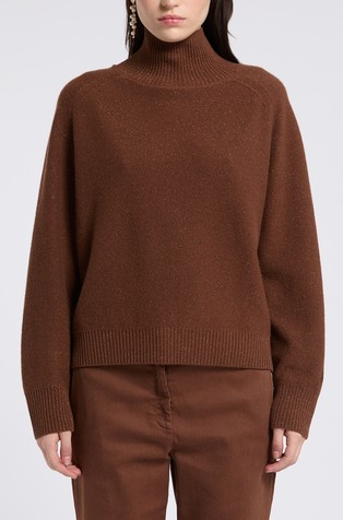 Monochrome mock neck jumper with lurex