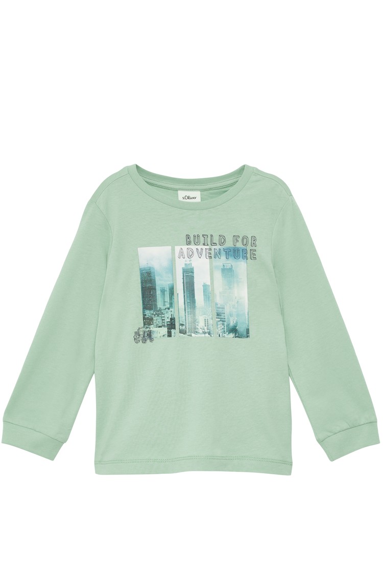 S.OLIVER Soft jersey long sleeve top with photo print Green 