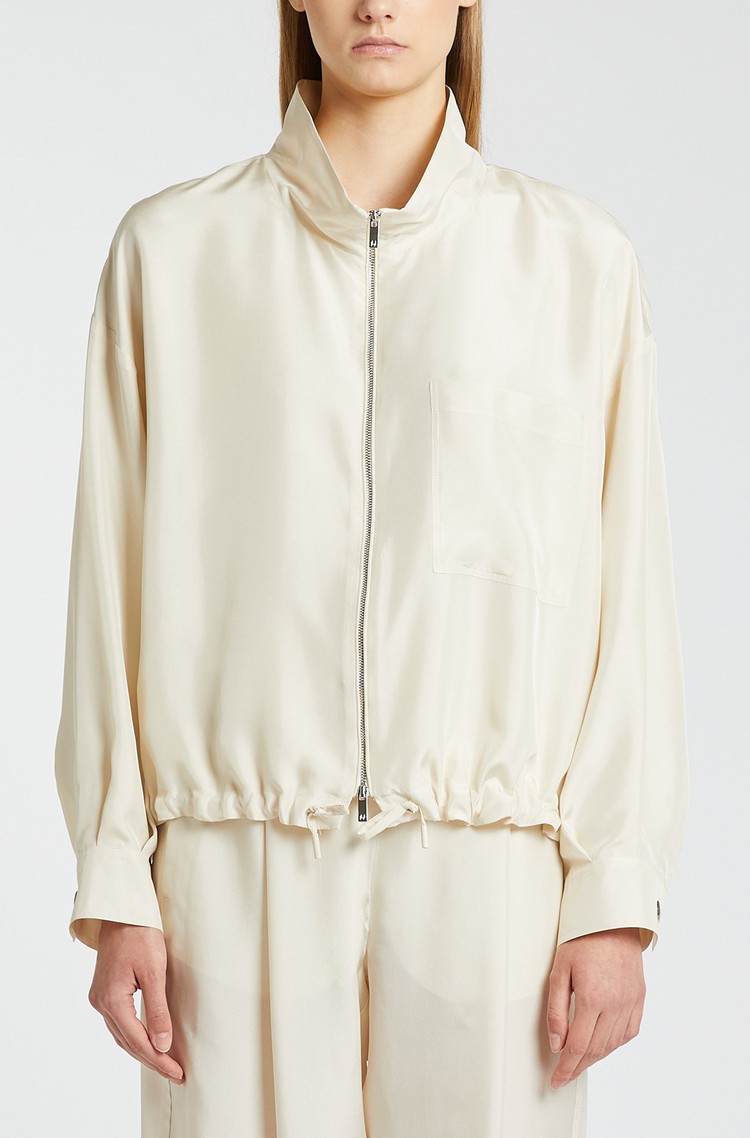 MARELLA Monochrome silk jacket with drawstring Beige 