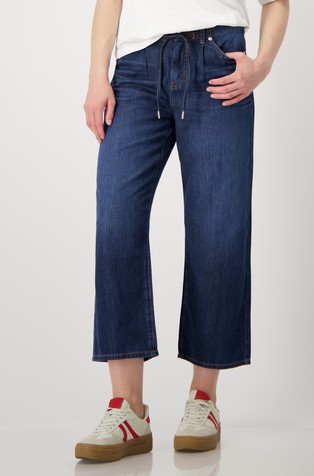 Cropped cotton-lyocell trousers