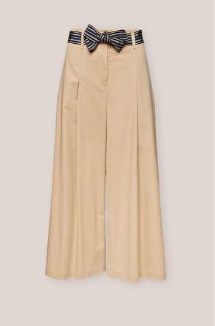 ELENA MIRO Wide trousers with striped belt Sand 5
