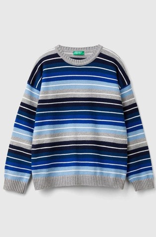 Striped sweater in wool and cotton blend