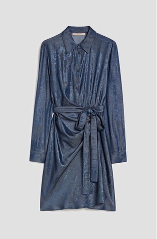 PENNYBLACK Srajčna obleka iz laminirane viskozne mešanice Modra - Navy 5