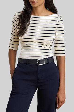 Črtasta majica iz raztegljivega bombaža