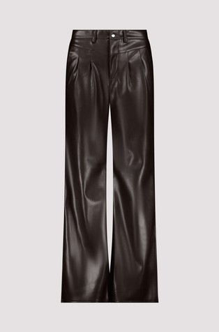 MONARI Imitation leather wide-leg trousers Espresso 6