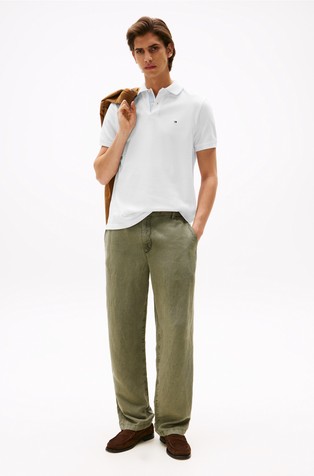TOMMY HILFIGER Polo majica s kratkimi rokavi iz raztegljivega bombaža Bela - White 3