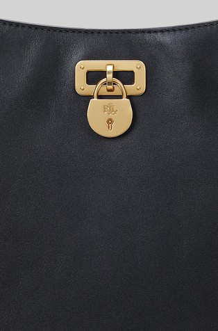 RALPH LAUREN Leather Large Tanner Shoulder Bag Black 5