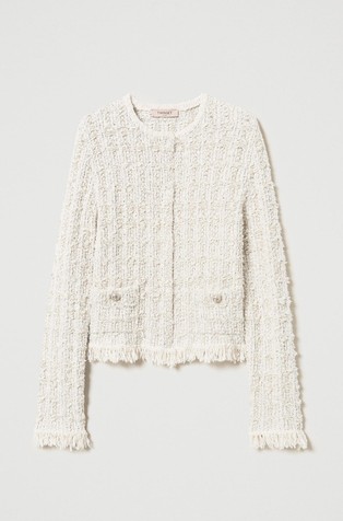 TWINSET Jacquard knit jacket with lurex Snow Gold Lurex Jacquard 2