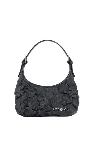 Manjša denim torbica z aplikacijami rož