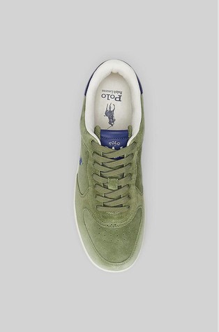 RALPH LAUREN Masters Court Suede Sneaker Tree Green / Light Navy 4