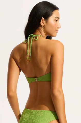 SEAFOLLY Oasis Twist Front Triangle Bikini Top Sage 3