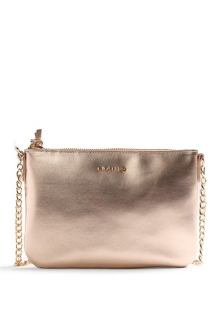 Faux-leather metallic shoulder strap