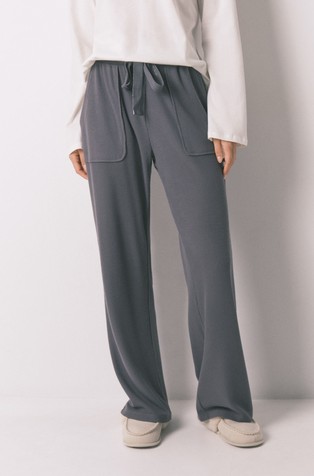 Long textured fleece trouser