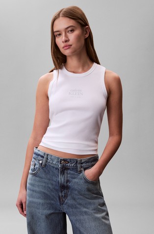 Cropped Ribbed Cotton Tank Top