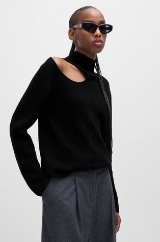 Relaxed-fit knit sweater with cut-out detail