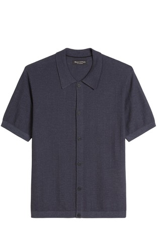 Polo short sleeve cardigan in organic cotton and linen