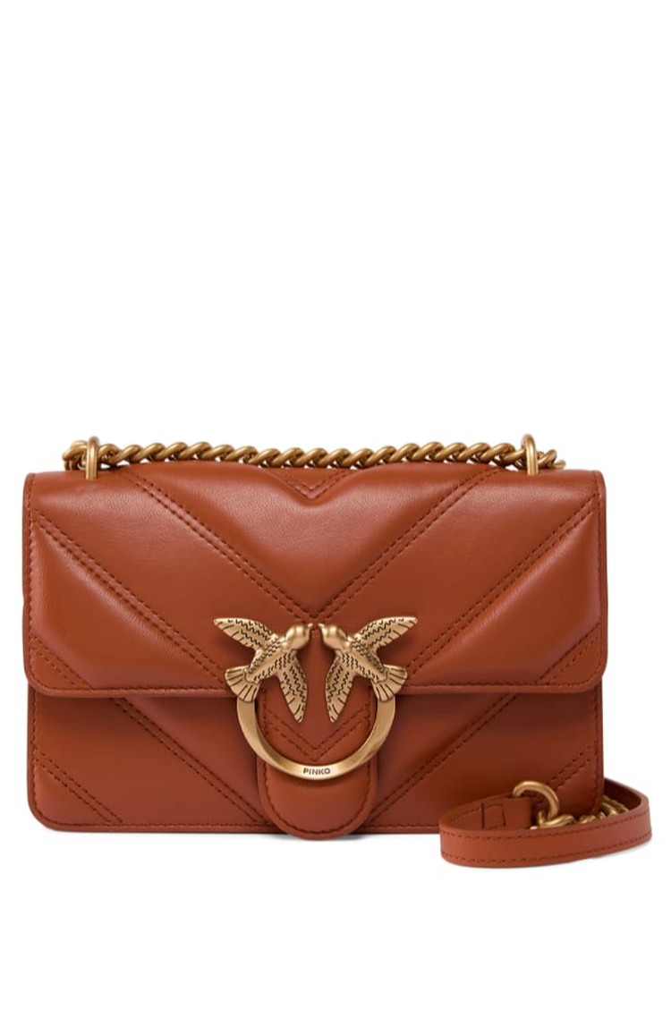 PINKO Mini Love Bag in quilted nappa leather Crude Brick / Antique&nbsp;Gold 
