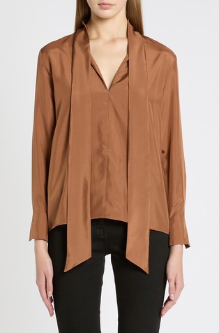 Silk blouse with bow