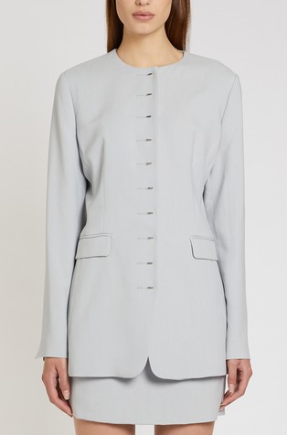 Collarless blazer in viscose-blend