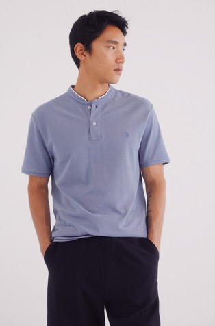 Slim fit mao oxford piqué polo shirt