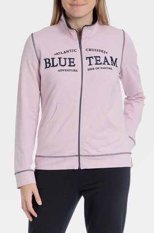 Stretch cotton zip-thru with embroidery