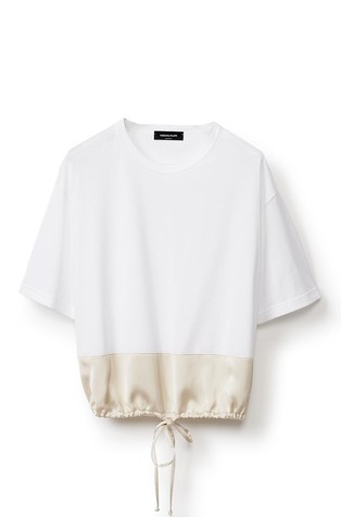 Cotton T-shirt with satin trim