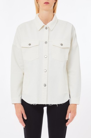 Denim shacket with back logo