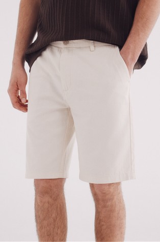 Slim fit bombažne bermuda hlače z vzorcem ribje kosti