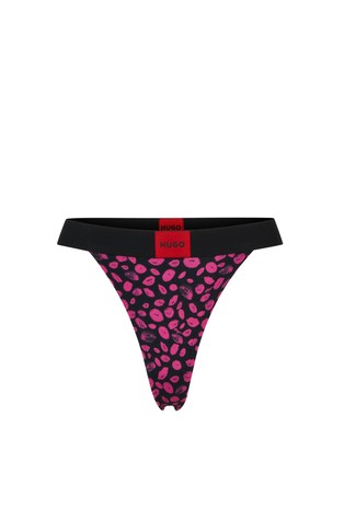 HUGO BOSS Vzorčaste tangice iz raztegljivega bombaža Črna - Patterned 3