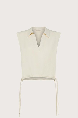 Sleeveless polo top with laces