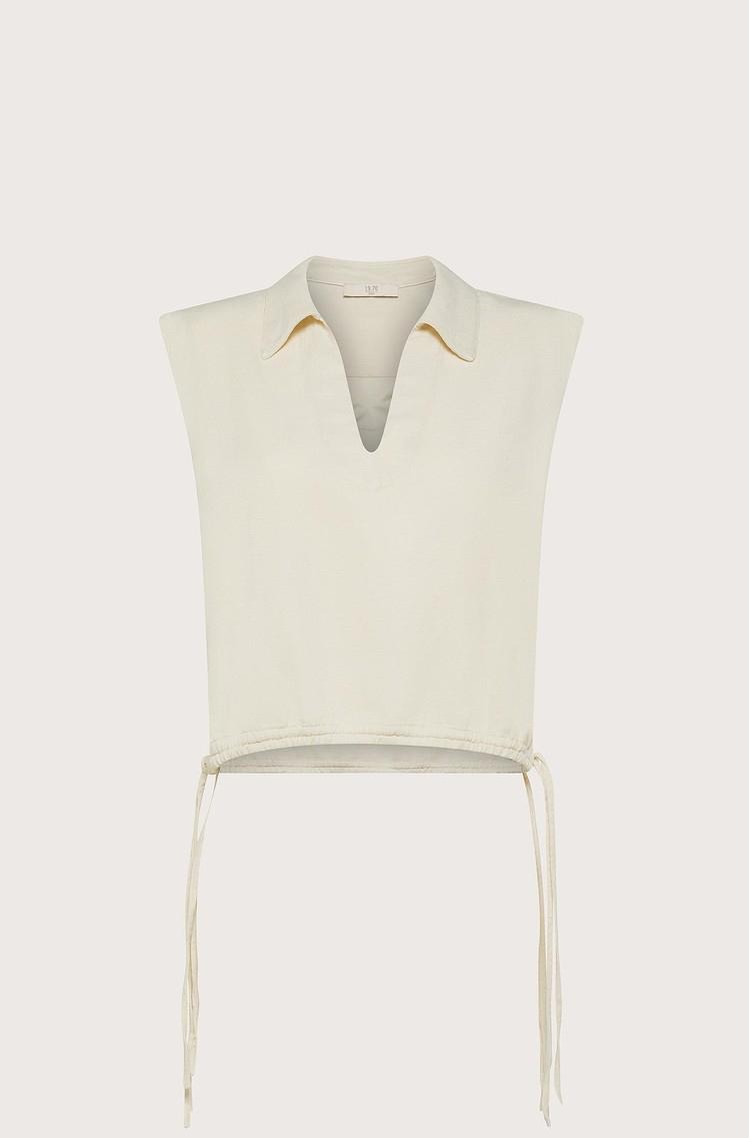 SEVENTY Polo majica brez rokavov z zateznimi vrvicami Bela - Panna 