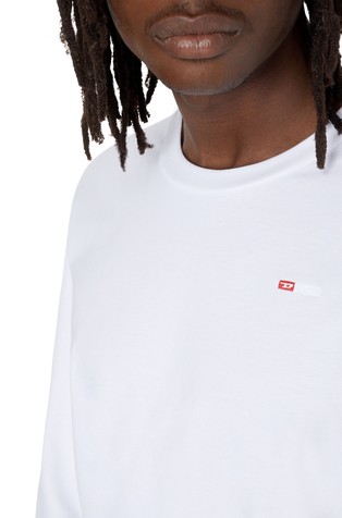 DIESEL Majica z dolgimi rokavi in mikro logotipom Bela - White 5